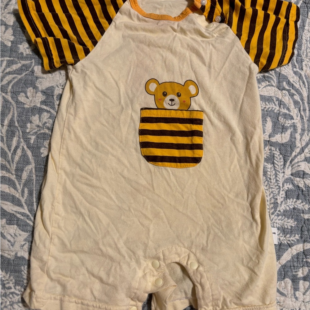 Striped Bear Pocket Baby Romper